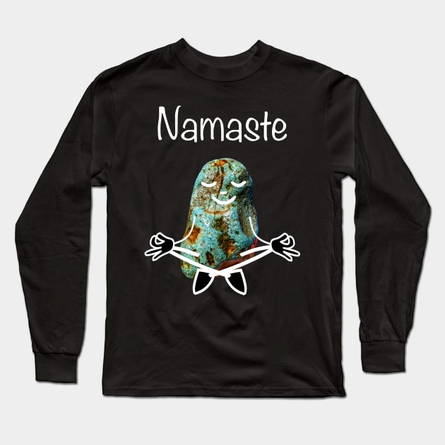 Rockhound Lotus Yoga Pose - Funny Namaste Mental Health Rockhounding Long Sleeve T-Shirt by Laura Rucker